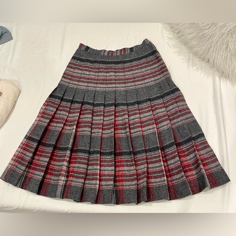 Vintage Pendleton Plaid Pleated Wool Skirt